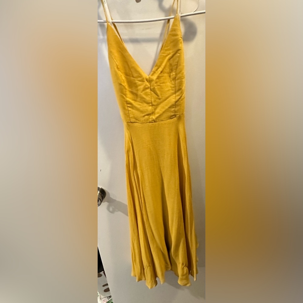 Lulus Troulos mustard yellow Lace-Up Midi Dress